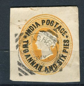 INDIA; 1890s classic QV 4a. 6p. fine POSTMARK Stationary Piece, Karachee