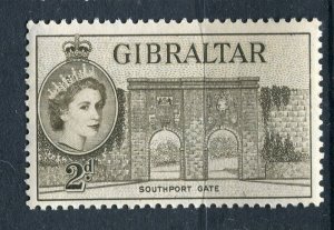 GIBRALTAR; 1953 early QEII PICTORIAL ISSUE mint hinged SHADE OF 2d. value