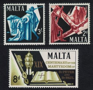 Malta Martyrdom of St Peter and St Paul 3v 1967 MNH SC#364-366 SG#382-384