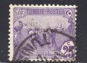 Tunisia   #40  used  1921  plowing  25c  violet