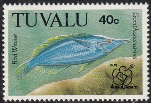 Tuvalu 1992 MNH Sc #630 40c Bird Wrasse - Kuala Lumpur '92 overprint