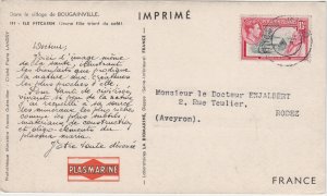 PITCAIRN ISLANDS cover - postcard to France