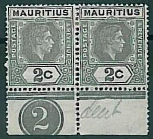 MAURITIUS - Stanley Gibbons # 252a 15*14  PAIR with NUMBER PLATE - MLH