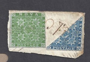 Canada NOVA SCOTIA # 3a & 4 BISECT USED COVER PIECE FROM POSTAL CARD BS31217