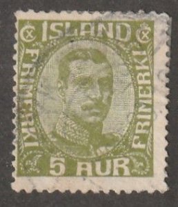 Iceland,  Stamp, Scott#111,  used, hinged,  5 AUR,  green