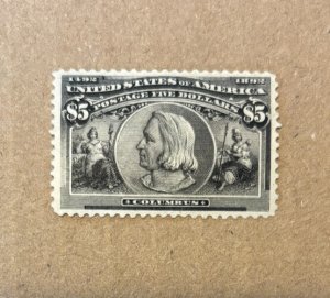 US stamp scott# 245 $5 Columbian 1893 Mint DOG  PSE Graded VF-XF 85 $3250
