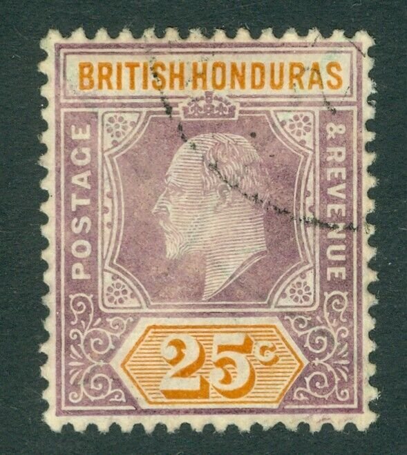 SG 89 British Honduras 1904-07. 25c dull purple & orange. Very fine used CAT £65