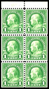 U.S. #552 MINT BOOKLET PANE OF 6 OG HR