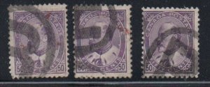 Canada Sc 95 1908 50 c Edward VII stamp 3 used copies