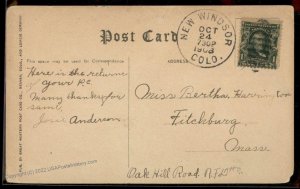 USA 1908 New Windsor Colorado DPO Helbock R1 Moffat Railroad Cover 94234