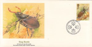 Great Britain 1985 FDC Sc #1101 31p Stag Beetle Insects