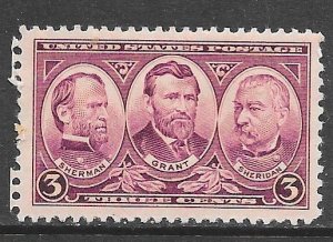 USA 787: 3c William T. Sherman, Ulysses S. Grant, Philip H. Sheridan, MNH, VF