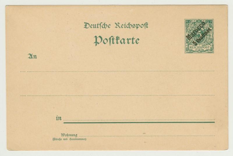 MAROC ALLEMAND / DEUTSCHE POST in MAROKKO 1899 Postkarte P1 5c/5pf ungebraucht