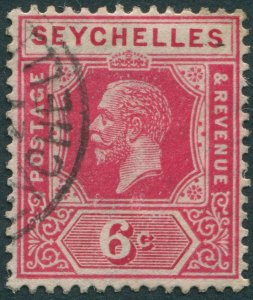 Seychelles 1921 6c carmine Die II SG104 used