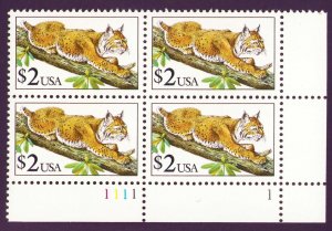 # 2482 Bob Cat $2.00 Plate Block  MNH Plate Block  1111