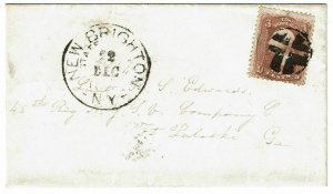 1862-63 New Brighton, NY cancel on cover to Lt. R. Edwards at Fort Pulaski, GA