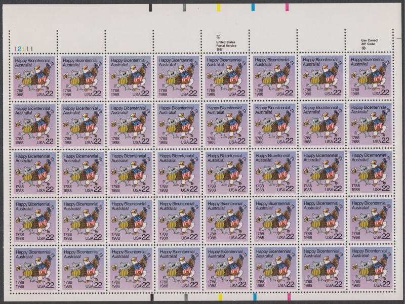 US #2370   Australia Bicentennial   Full sheet of 40  MNH