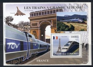 Comoro Is 2008 High Speed Trains France MS MUH