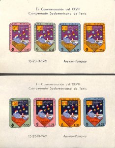 Paraguay 1961, Tennis games 2 s/s imperforated, MNH