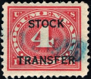 RD3 4¢ Stock Transfer Stamp (1918) Used