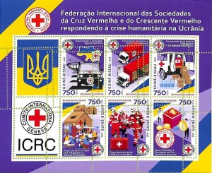 A7551 - GUINE BISSAU - MISPERF ERROR Stamp Sheet - 2022 - RED CROSS in UKRAINE-