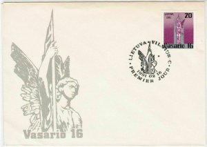 Lithuania 1991 Vasario 16 Winged God Pic Slogan Cancel + Stamp FDC Cover Rf29605 