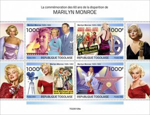 TOGO - 2022 - Marilyn Monroe  - Perf 4v Sheet- Mint Never Hinged