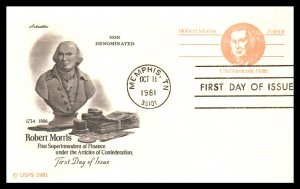 US UX92 Robert Morris Artmaster U/A FDC Postal Card