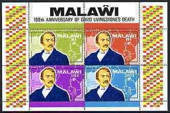 MALAWI - 1973 - David Livingstone - Perf Min Sheet - Mint Never Hinged