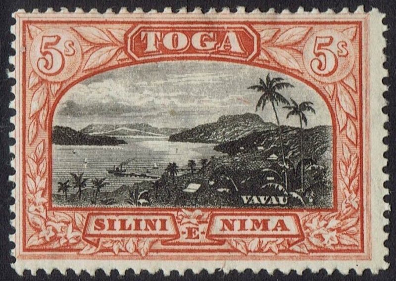 TONGA 1897 VIEW 5/- WMK SIDEWAYS