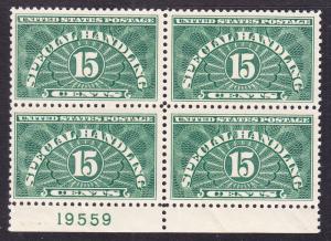United States 1928 Special Handling Plate Number Blocks QE1-QE3