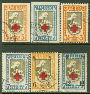 EDW1949SELL : ESTONIA 1921-26 Scott #B5-8, 13-14 All Very Fine, Used. Cat $45.00