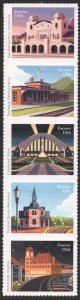 SC#5758-62 (Forever) Railroad Stations Strip of Five (2023) SA