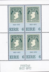 Ireland Nr.326 Sheetlet of 4. VF/XF/NH(**) 50th Anniv. of Irish Stamps