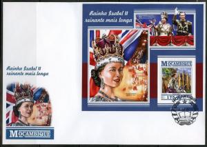 MOZAMBIQUE  2015 QUEEN ELIZABETH II THE LONGEST REIGNING BRIT MONARCH S/S FDC