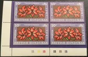 1971 BRITISH HONDURAS. PASCUA. Flowers. Full Series 6 Block Seals x 4 NHM-