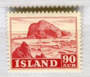 ICELAND; 1950 early Pictorial issue Mint hinged 90a. value