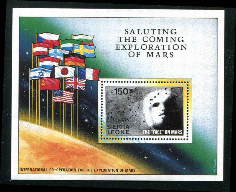 Face On Mars Exploration On Mars Sierra Leone 1990 Sc 1167 - 1171 CV $75.50 MNH 