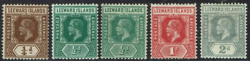 LEEWARD ISLANDS 1912 KGV 1/4D TO 2D PLUS SHADE WMK MULTI CROWN CA
