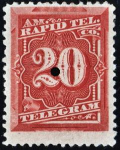 1T6 20¢ American Rapid Telegraph Company Stamp (1881) Remaindered/MH