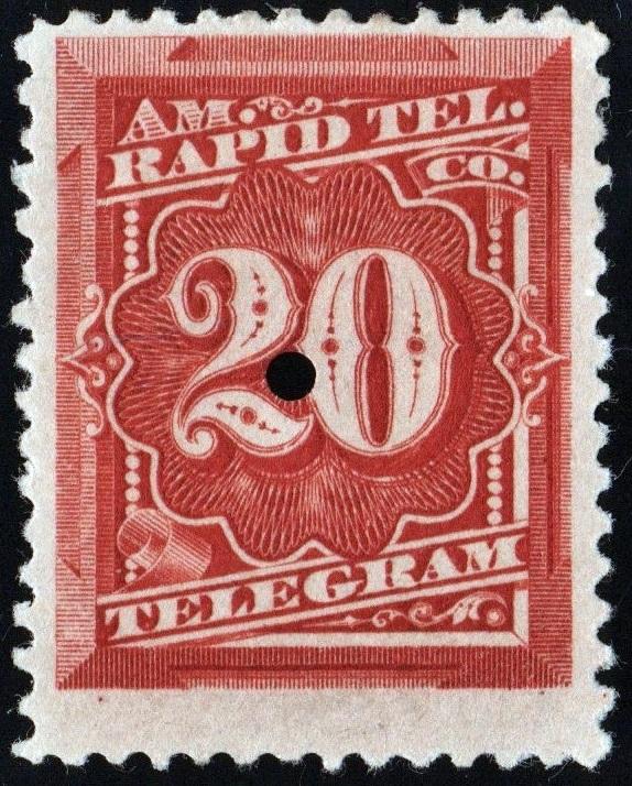 1T6 20¢ American Rapid Telegraph Company Stamp (1881) Remaindered/MH