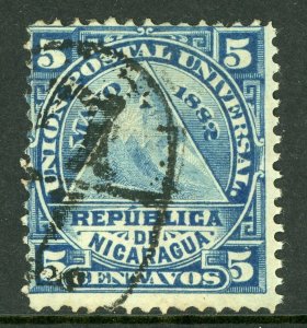 Nicaragua 1882 ABNC 5¢ Leon Cancel Scott 15 VFU F553 ⭐⭐⭐⭐⭐⭐