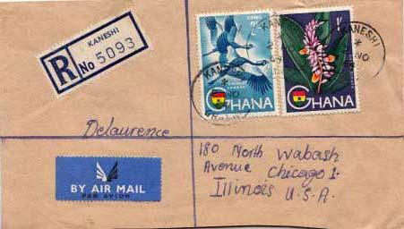 Ghana, Airmail, Registered, Flowers, Birds