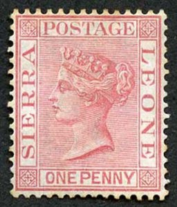 Sierra Leone SG17 1d Rose-red wmk crown CC Mint (no gum) cat 60 pounds