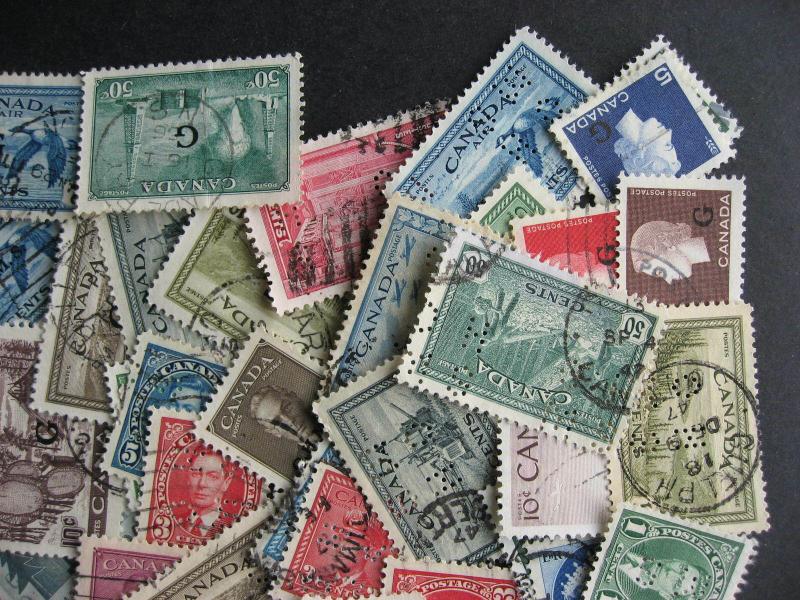 Canada 65 different official stamps, perfin, and overprinted, check them out!