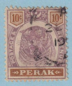 MALAYA - PERAK 53  USED - COLOR ERROR BROWN INSTEAD OF ORANGE - VERY FINE! - MYN