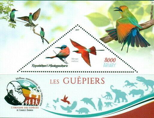 BEE EATERS BIRDS FAUNA CHARLES DARWIN MADAGASCAR 2019 MNH STAMP SET 4 SHEETS