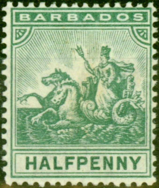 Barbados 1905 1/2d Green SG136 Fine Lightly Mtd Mint