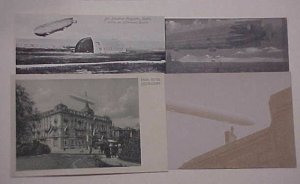 GERMANY  4 EARLY ZEPPELIN PICTURE CARDS MAYBE LF4 ALL CIRCA 1909 UNUSED