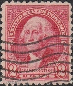 US #707 1932 2c Carmine Rose George Washington USED-F-VF-NH.